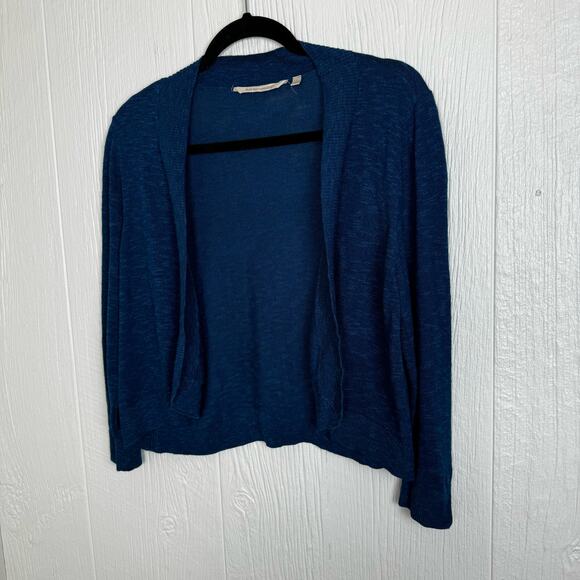 Soft Surroundings Playa Bonita Teal Blue Viscose Blend Open Knit Cardigan Sz Lg - Picture 2 of 6